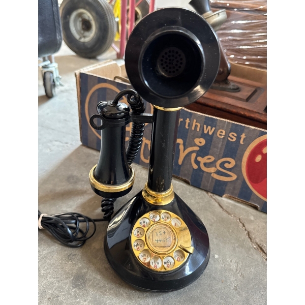Vintage-Style Candlestick Telephone with a Push-Button Dial