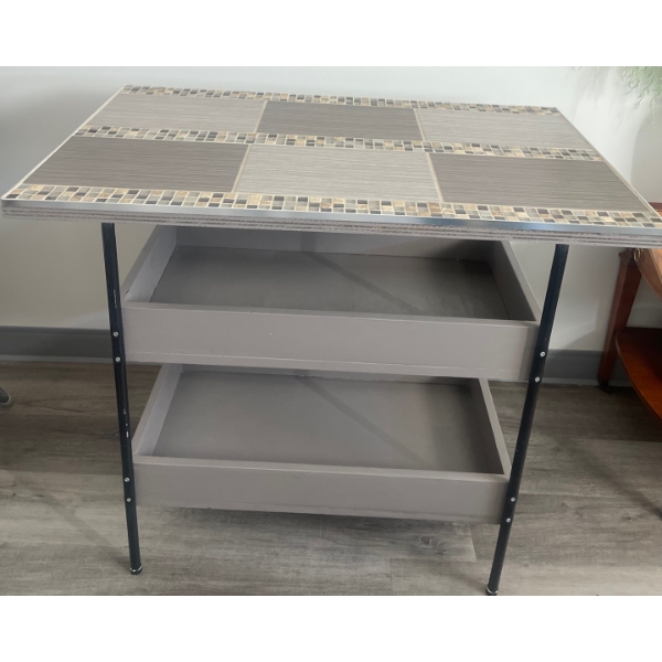 Two Shelved Accent Table w/tiled top  36"w x 23"d x 33" tall