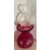 Image 5 : Vintage Cranberry Glass Basket w/twisted Handle & Cranberry Glass Vase 10"tall