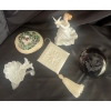 Image 1 : Decorative Home Smalls - Mosiac Painted Stone Tasseled Tile Art Angel w/ Dove