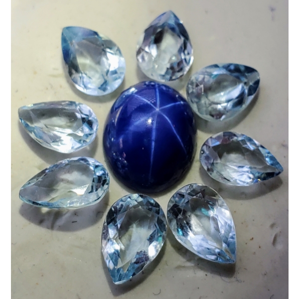 Mixed Star Sapphire & Aquamarine Parcel (8.9 ct total)