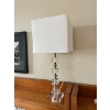 Image 1 : set of 2 Modern Silver Chrome Base Desk Reading Bedside Table Lamp with Cube Design Section & White 