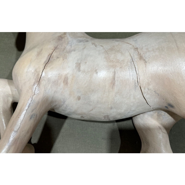 Decorative Wooden Horse (Cracking), with a Little Girl Decorative Piece 