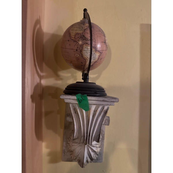 Mini Globe on Wall Shelf, Picture on Wall Shelf