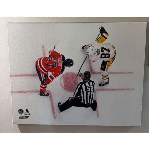 Framed Print Featuring NHL's Connor McDavid & Sidney Crosby During Face-Off