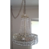 Image 1 : Vintage Swag Chain Lamp w/ Crystals 14" Diameter at Widest, 17 T (Shade Measurements)