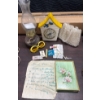 Image 4 : Vintage Lot Including Oil Lamp, Snyder Eight-Day Clock, Beaded Purse, and Travel Kit