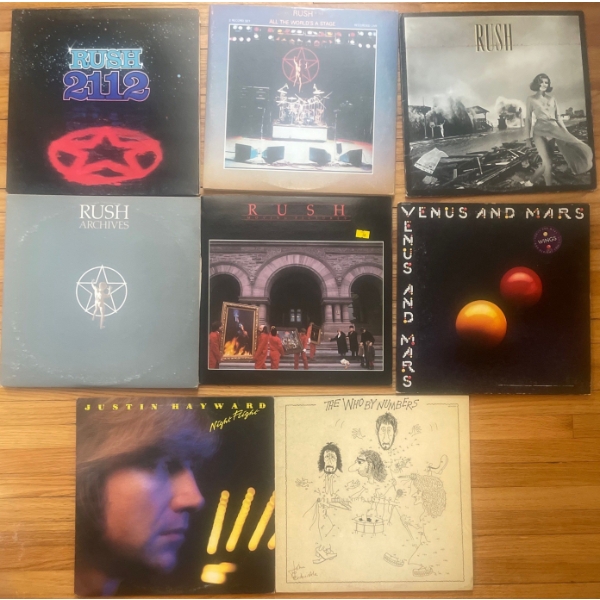 Assorted Rush Vinyl Albums Pluss Justin Hayward, The Who, & Venus +Mars