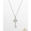 Image 2 : Tiffany & Co 750 Italy (18K) White Gold & Diamond Crown Key Pendant Necklace 3.61g