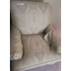 Image 2 : Beautiful Gold Upholstered Armchair 34 w 34 h with Purple Pillow & Chenille Blanket 