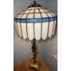 Image 1 : Stunning Stained Glass Tiffany Style Table Lamp w/ Solid Brass Base 26'Tall