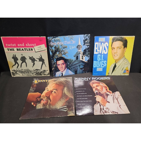 5 Vinyl Records: The Beatles, Elvis, Kenny Rogers and More