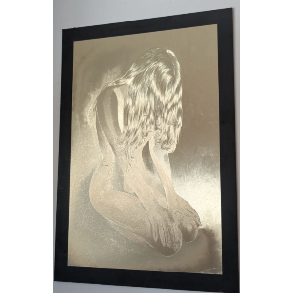 Framed & Matted Gold Foil Art Signed By G.O.Angerand  16x20