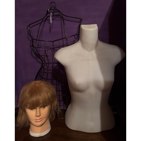 Female Torso Armless Mannequin, Female Head Mannequin & Wire Torso