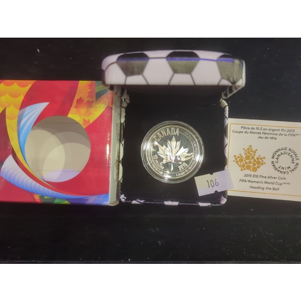 RCM 2015 FIFA Women's World Cup Heading the Ball Fine Silver 99.99 Coin 15.87g