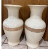 Ivory Ceramic Vase Pairing w/ Jute Accents 19T
