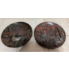 Image 1 : Pair of Vintage Relief Pottery Wall Rounds 14"Diameter 