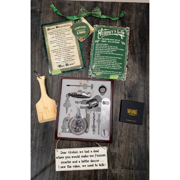 Irish Drinking Words, Wine Condom, Moosehead Item, & Barware