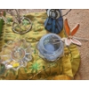 Image 8 : Candleholders: Beaded Shade 9 T, also: Jester Music Box, Glass Tray 12 X 8, Table Runner and More!