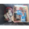 Image 7 : Box and Bin of Garage Items Including: 20 X 24 Tarp and More!