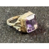 Image 1 : Large Antique Sterling Ring Amythust 9.2g