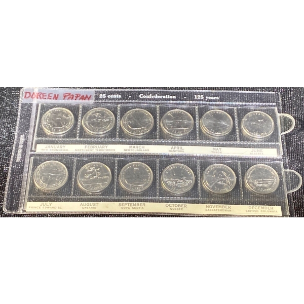 1992 Canadian 12-Coin Confederation 125th Anniversary Provincial Quarter Set
