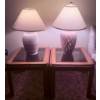 Image 1 : Table Lamps with Ceramic Bases and Two Glass-Top Wooden End Tables