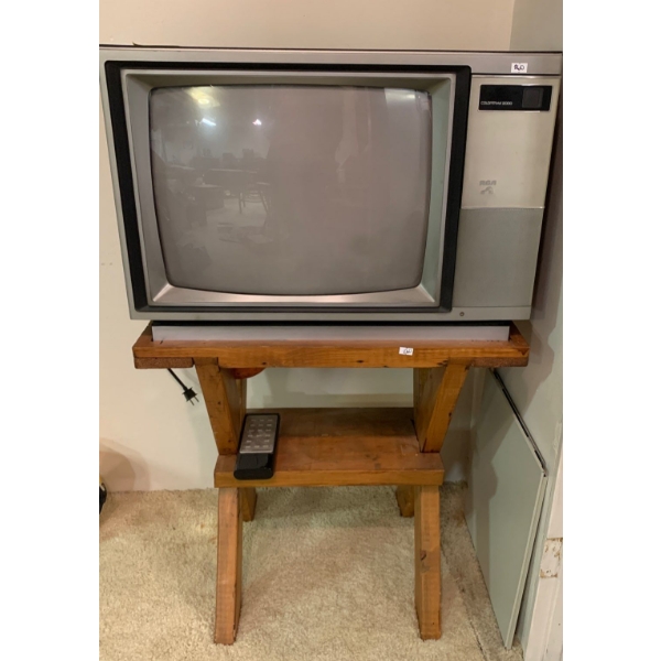 Vintage TV w/ Wooden Stand 
