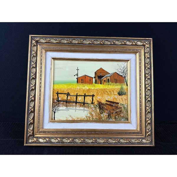 Farm Oil on Board Painting By Gerard 15x13