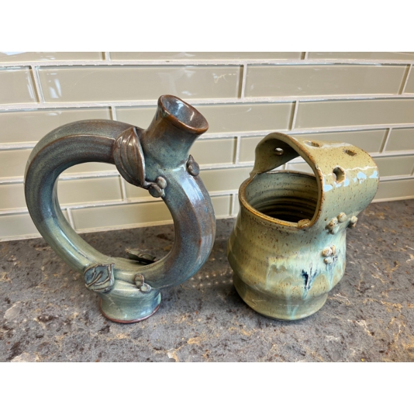  Eileen Purdey Pottery , epp, Rocky Mountain House, AB  Two beautiful abstract vases. 