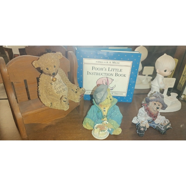 Pooh's Little Instruction Book, Teddy Bear Ornaments, & Precious Moments Boy Statue