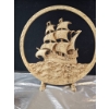 Image 2 : Decorative Nautical Lot with Resin Ship Plaque, Model Sailboat, Stein, and Coffee Mugs
