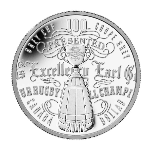 2012 $1 The 100th Grey Cup - Limited Edition Pure Silver Proof Dollar
