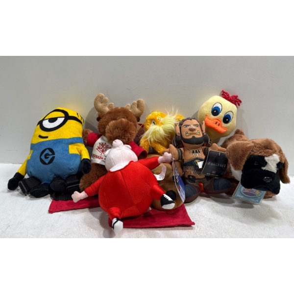 Various Plushies: Minion, Lorax, Dog and more