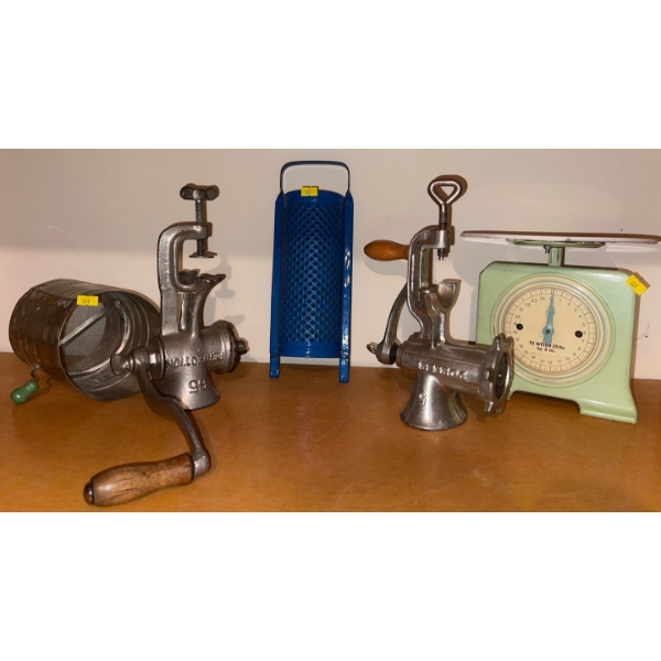 Antique Kitchen Favorites - Sausage Grinders Food Scale & More
