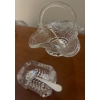 Image 2 : Crystal Cut Glass Basket w/ Salt Cellar & More 3T