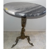 Image 2 : Ornate Brass & Marble End Table 22T w/ Large Painted Vase & Faux Florals