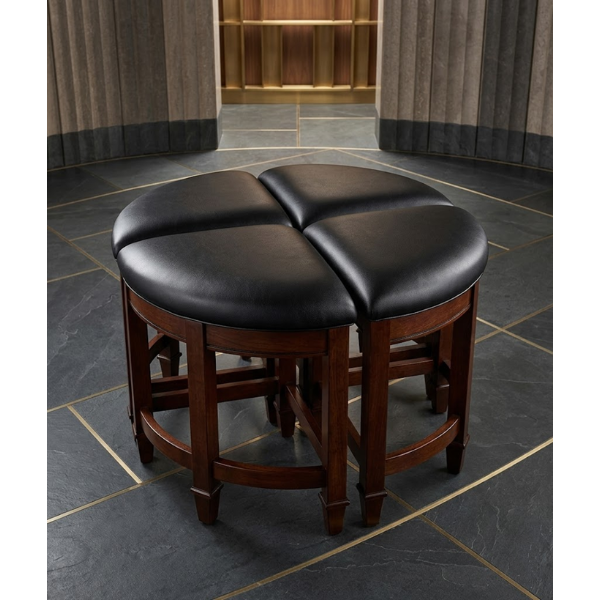 SOLID WOOD ROUND 4 STOOLS -U