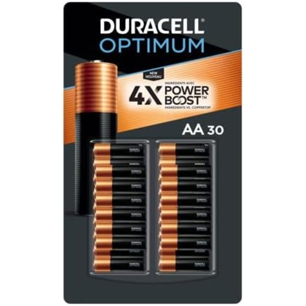 DURACELL OPTIMUM COPPERTOP AA BATTERIES WITH 4X POWER BOOST INGREDIENTS 30 COUNT (NEW)