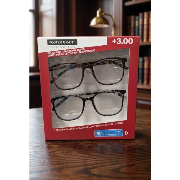Foster Grant +3.00 Blue Light Reading Glasses
