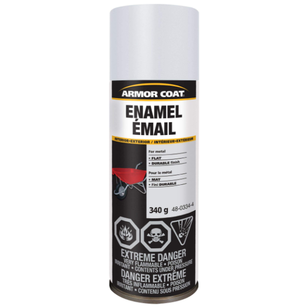 ARMOR COAT ENAMEL SPRAY PAINT FOR METAL, FOR INTERIOR AND EXTERIOR USE GLOSS (SLIGHTLY USED)
