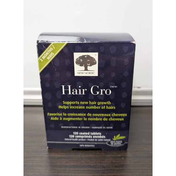 NEW NORDIC HAIR GRO - 60 VEGAN TABLETS, NATURAL HAIR GROWTH PRODUCT WITH BIOTIN -N E: 12/2028