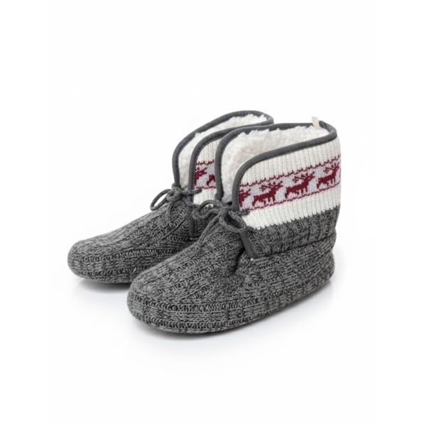 KNIT SLIDE ON WINTER SLIPPERS  FUR LINED