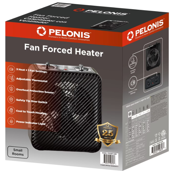 PELONIS 1500W ELECTRIC FAN-FORCED 3-SPEED SPACE HEATER -U CONTROL NUB BROKEN