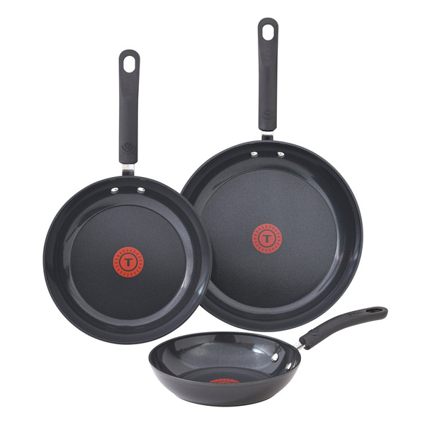 T-FAL CERAMIC NON-STICK SKILLET 3-PIECE SET -U