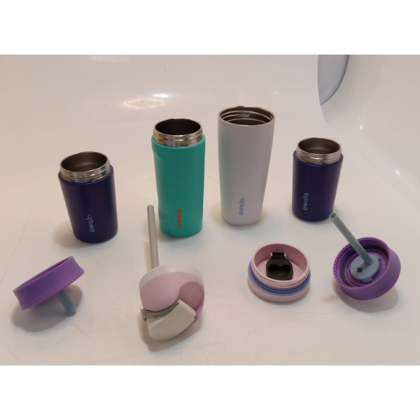 OWALA KIDS INSULATION STAINLESS STEEL TUMBLER WITH SPILL RESISTANT FLEXIBLE STRAW -SUMP