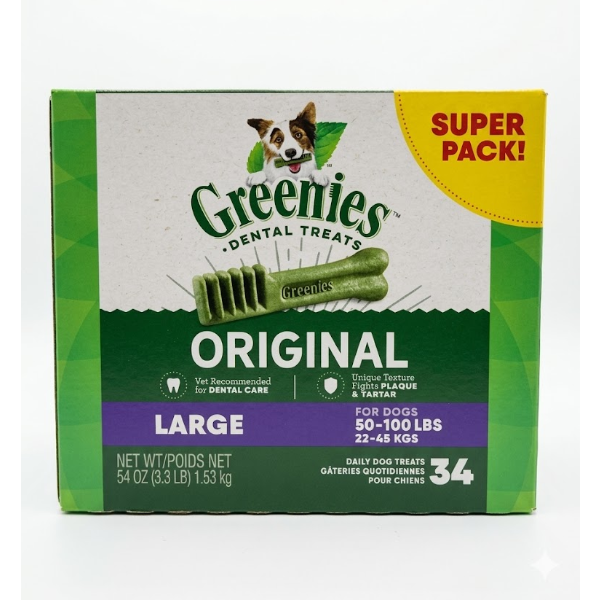 GREENIES ORIGINAL REGULAR NATURAL DOG DENTAL CARE CHEWS ORAL HEALTH DOG TREATS (BB SEPT 2025)