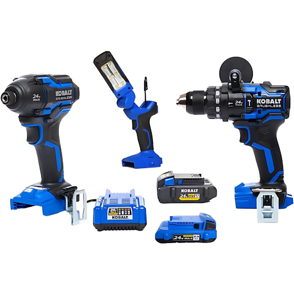KOBALT XTR 3-TOOL 24-VOLT MAX BRUSHLESS POWER TOOL COMBO KIT WITH HARD CASE (BRAND NEW)