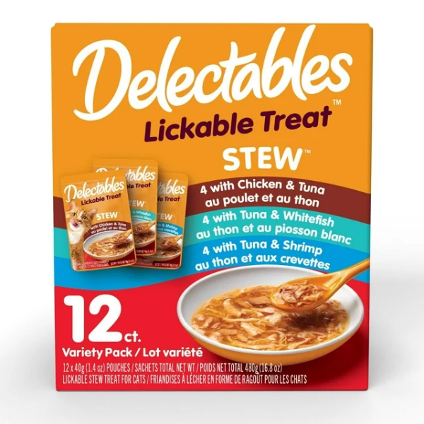 DELECTABLES STEW LICKABLE WET CAT TREAT VARIETY PACK (NEW)