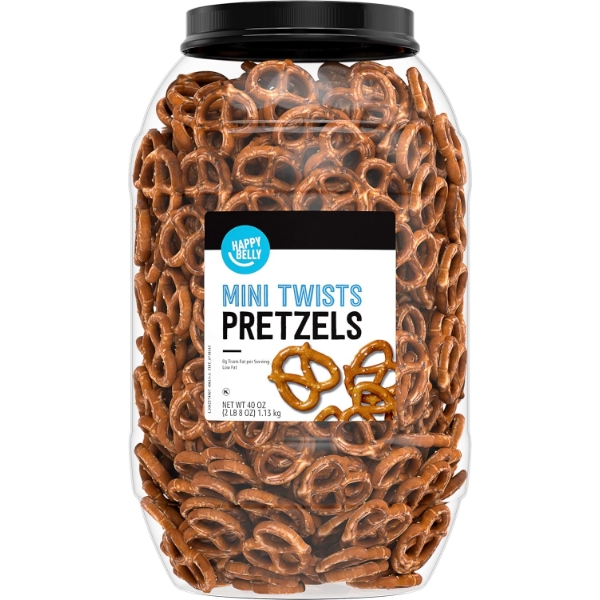 AMAZON BRAND - HAPPY BELLY MINI TWIST PRETZELS, 40 OUNCE (PACK OF 1)